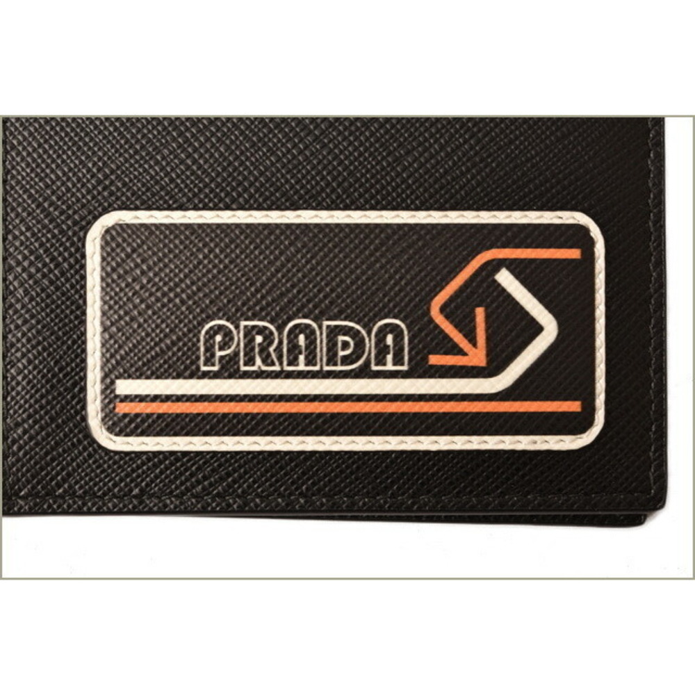 Prada Patchwork Wallet Folding Billfsaffiano Oran… - image 4
